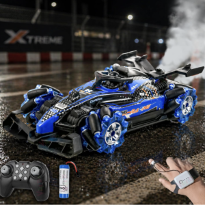VikriDA Big Size 1:14 Scale RC Stunt Car with Gesture Control, Dual Smoke & LED Lights | 2.4GHz 360° Rotating High-Speed Remote Control Car for Kids – Multicolor