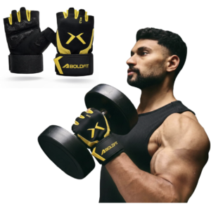 Boldfit Gym Gloves for Men Workout Unisex Cushion Hand Gloves for Gym for Men & Women for Cycling, Weightlifting, Workout Comfortable Fit Bike Riding, Cycling Handgloves - Apexgrip Black Yellow L